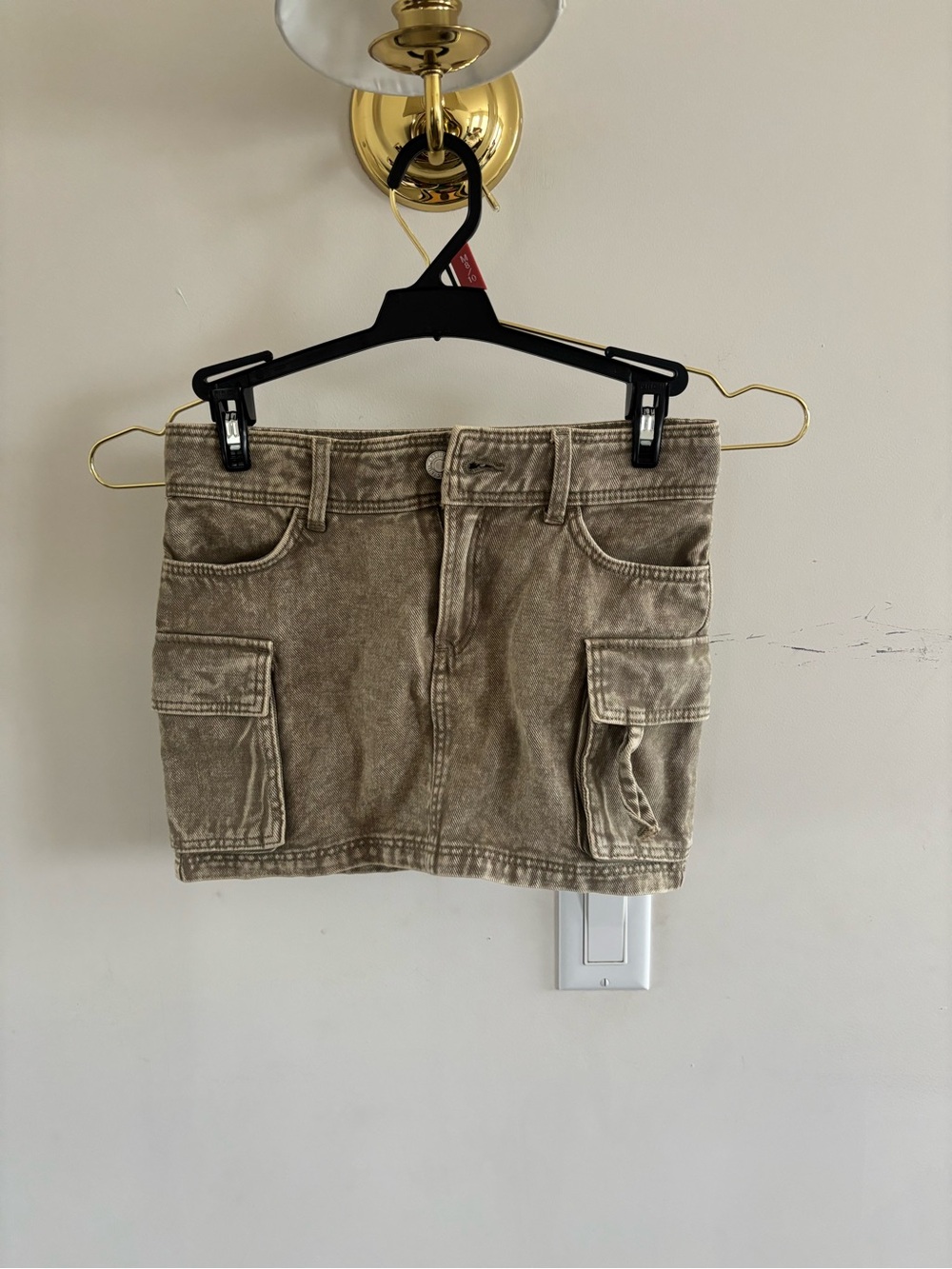Cargo Mini Skirt in Taupe